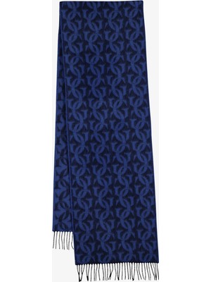 Gant Unisex Lacivert G Monogramlı Dokuma Atkı