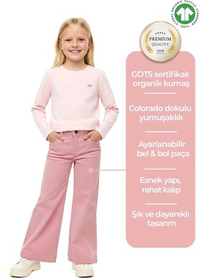 OZMOZ Organik Colorado Koyu Pembe Bol Paça Kışlık Kız Çocuk Pantolon
