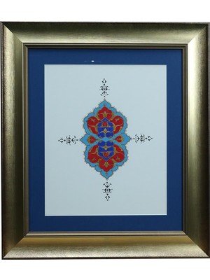 E38 El Işçiliği Rumi Motifli Tezhip Tablo - 44*51 cm - 6539