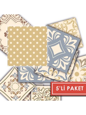 Tink Kendinden Yapışkanlı Retro Sarı Desenli Pvc Karo 15X15 cm 5’li Paket