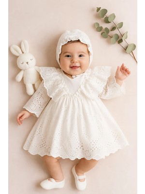 Ozz Baby 0/3-3/6 Ay Kız Bebek Yenidoğan Begonya  Fistolu  Elbise ; PATİK ŞAPKA ÇORAP SETİ