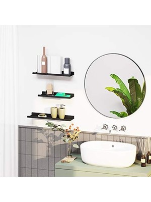 Metal Duvar Rafları, 3'lü Set, Yüzer Raflar, Endüstriyel Tasarım, Duvar Panoları, Dekorasyon Için, Resim Çerçeveleri, Rafları Takmak Için 6 Vidalı, Farklı Düzenler, Siyah LFS12BK