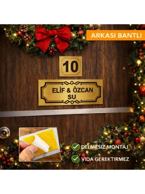 Outdoor One Kapı İsimliği Klasik Ev Dış Kapı İsimliği Çelik Kapı İsimliği Gold01