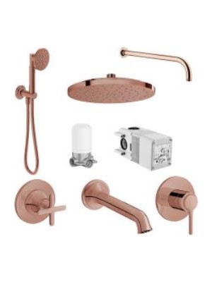 Vitra Origin Classic Ankastre Duş Seti, 8 Parça, Soft Bakır