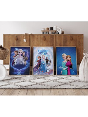 Empressco Elsa 3’lü Poster Seti, Karlar Ülkesi Teması, Çerçevesiz, Dekoratif, Rüya Gibi Duvar Süsü