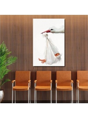 Empressco Dikey Kanvas Kadın Doğum Poliklinik Tablosu, Bebek ve Leylek Tasarımı