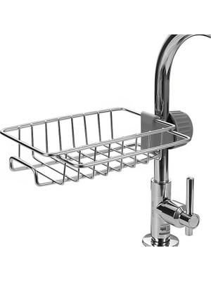 Brf Store Bascisell Kyrotech Mutfak Organizeri Tek Kat Demir Raf, Musluğa Klipsli Paslanmaz Çelik Evye Düzenleyici, Delmesiz Kurulum, Açık Drenajlı Süngerlik, Askılı Lavabo Içi Raf, Paslanmaz ve Dayanıklı Evye