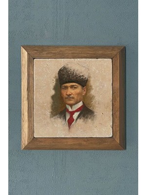 Empressco Doğal Taşlı Ahşap Çerçeveli Atatürk Tablo 28X28CM