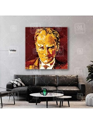 Empressco Sarı Kırmızı Kare Kanvas Tablo, Modern Dekoratif Sanat Eseri
