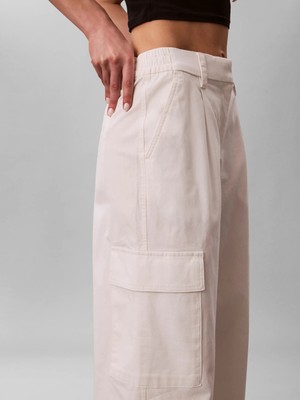 Calvin Klein Kadın / Kız Krem Calvin Klein Cotton Ewaıst Cargo, Yas, Xxs Krem Kadın Pantolon