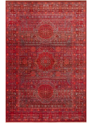 Cool Halı Panama Kırmızı Vintage Halı Afgan Etnik Desenli Eskitme Premium Şık Trend Büyük Salon Halısı