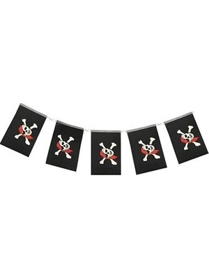 Herşey Trend Korsan Partisi Korsan Logo Baskılı Flama Süs Afiş Süsleme 8 Li
