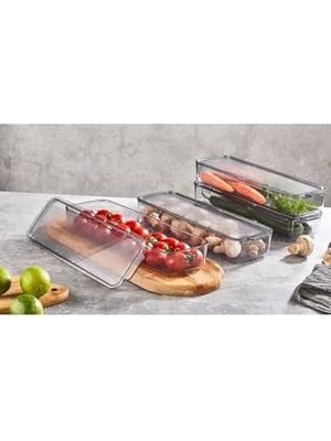 Mina Organizer Plastik Raf, Şeffaf Füme Kapaklı 4 x 750 Ml, Füme