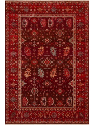 Cool Halı Panama Kırmızı Bordo Geleneksel Anadolu Etnik Desenli Afgan Premium Şık Trend Büyük Salon Halısı