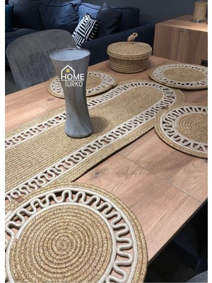Empressco 6'lı Supla ve Runner Seti, Amerikan Servis, Tabak Altlığı, Ekmek Sepet