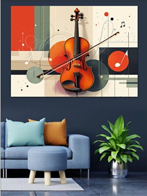 Empressco Soyut Keman Çizimi Dekoratif Tablo, Modern Sanat Hedefli Dekorasyon