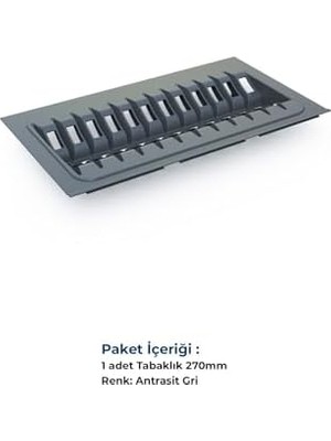 Tify Çekmece Içi Tabaklık 27CMX48CM, Antresit (3cm En ve 6 cm Boydan Kesilebilir)