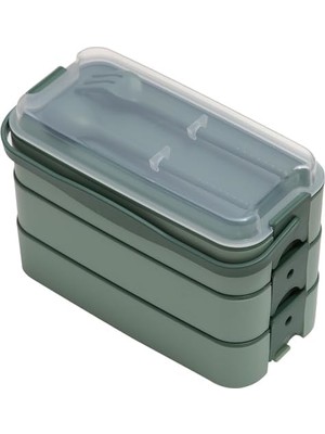 Demirdengelsin 3 Katlı Beslenme Kutusu, Yemek Taşıma Kabı, Kaşık Çatal Dahil, Sefer Tası, Yeşil, 420 Ml, Bpa-Free