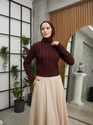 Foremia Bisiklet Yaka Fırfır Bluz-Bordo -