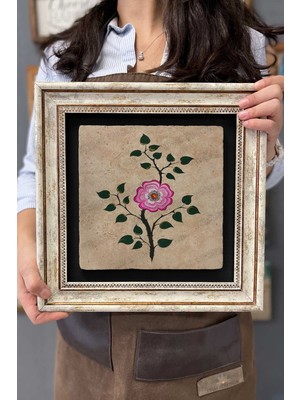 Empressco Ebruli Çiçek Tablo 30X30 Cm, Taş Duvar Dekoru, Modern Iç Tasarım