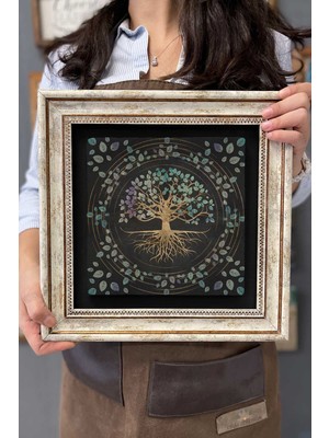 Empressco 30X30 cm Taş Duvar Tablosu, Hayat Ağacı Dekoru, Modern Ev & Ofis Süsü