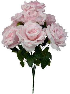 Nettenevime Yapay Çiçek Pembe 9lu Gül Demeti Kumaş 40*25CM