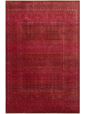 Cool Halı Panama Bordo Kırmızı Afgan Halı Vintage Etnik Desenli Premium Şık Büyük Salon Halısı Trend Model