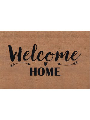 Türkeli Kapı Önü Paspası Kaymaz Ağır Tabanlı Welcome Home Desen Dekoratif , Kolay Temizlenir (45X70 Cm) Kod T9