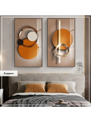 Empressco Şık Metal Çerçeveli Gerçek Camlı Tablo Çift Seti