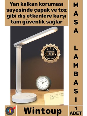 Wintoup #lamba Şarjlı 40 LED Çalışma Ayarlanabilir Renk Tonu Parlaklık Okuma Işığı Kademeli Masa Lambası
