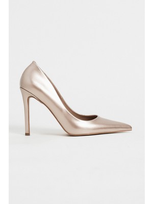Nişantaşı Shoes Lunara Altın Rugan Sivri Burun Kadın Stiletto