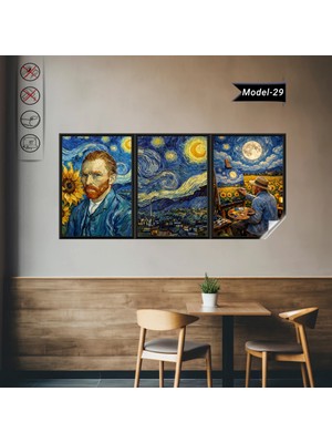 Akıllı Kağıt Van Gogh Yıldızlı Gece Tablo - Poster Dünyaca Ünlü (Model-29)