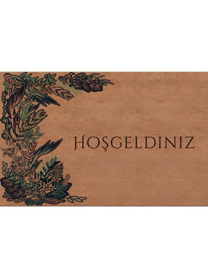 Türkeli Kapı Önü Paspası Kaymaz Ağır Tabanlı Kenar Botanik Desenli Hoş Geldiniz Dekoratif , Kolay Temizlenir (45X70 Cm) Kod T10