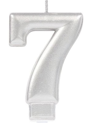 Herşey Trend 7 Rakam Mum Gümüş Renk