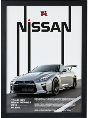 Empressco Siyah Çerçeveli Nissan Gtr R35 Özel Tasarım Tablo Poster
