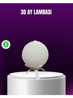 Wisipi Şarjlı 3D Baskılı 16 Renk Ay Lambası Ahşap Stand ve Uzaktan Kumanda - WS003Q-9VEVH1