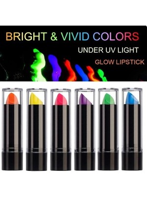 Herşey Trend Karanlıkta Parlayan Yanan Uv Neon Ruj Yüz Boyama 6 Adet 6 Renk