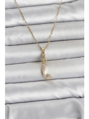 Kuhi Mey Ithalat® 316L Çelik Zincir Gold Renk Zirkon Taşlı Deniz Kızı Model Kadın Kolye