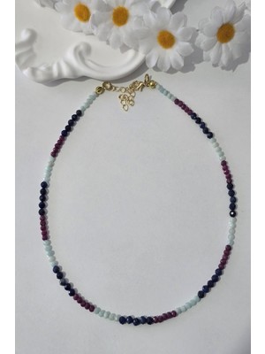 c-bhadu naturel Sertifikalı Amazonit, Yakut, Lapis Lazuli Doğaltaş Kolye