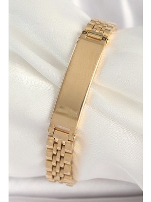 Wisipi 316L Çelik Gold Renk Zincir Künye Model Erkek Bileklik 5886 - WS003Q-9WIDK1