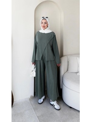 Miraydin Butik Kadın Simetrik Pantolonlu Takım M2633 - Koyu Yeşil