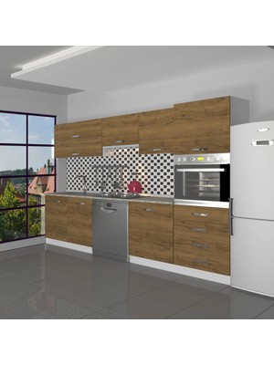 Decoraktiv Elite 280YQ Ankastre Boy Dolaplı Mdf Hazır Mutfak Dolabı - Tezgah Dahil - Naturel Pera