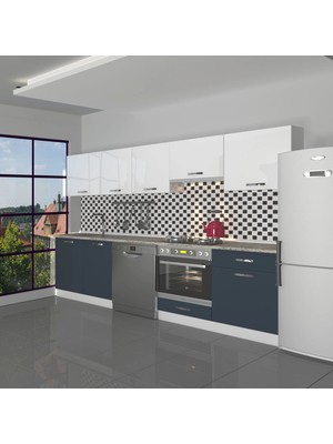 Decoraktiv Elite 280 Ankastre Fırın Modüllü Mdf Hazır Mutfak Dolabı - Tezgah Dahil - Antrasit - Beyaz