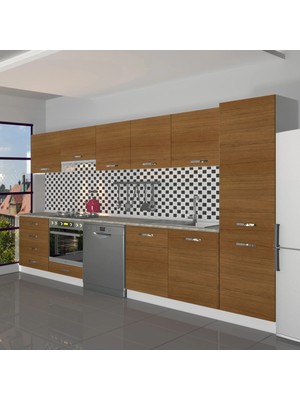 Decoraktiv Elite 325Q Ankastre Fırın Modüllü Mdf Hazır Mutfak Dolabı - Tezgah Dahil - Naturel Ceviz