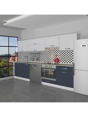 Decoraktiv Elite 280Y Ankastre Fırın Modüllü Mdf Hazır Mutfak Dolabı - Tezgah Dahil - Antrasit - Buz Gri