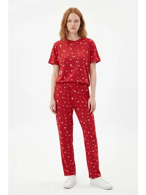 Hakke Kadın Kalp Baskılı Pijama Takımı