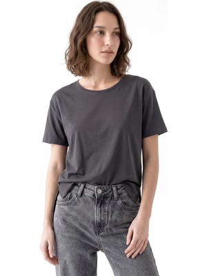Hakke Kristal Dökümlü Salaş Oval Modal T-Shirt