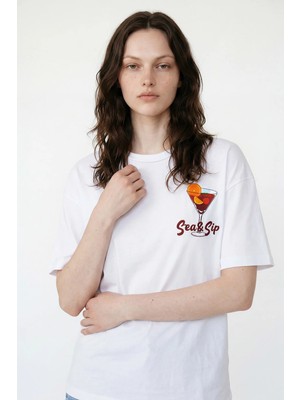 Hakke Beach Breeze Baskılı Oversize T-Shırt