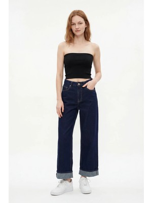 Hakke Katlamalı Denim Pantolon