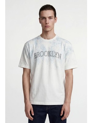 Hakke Erkek Brooklyn Baskılı Oversize T-Shirt